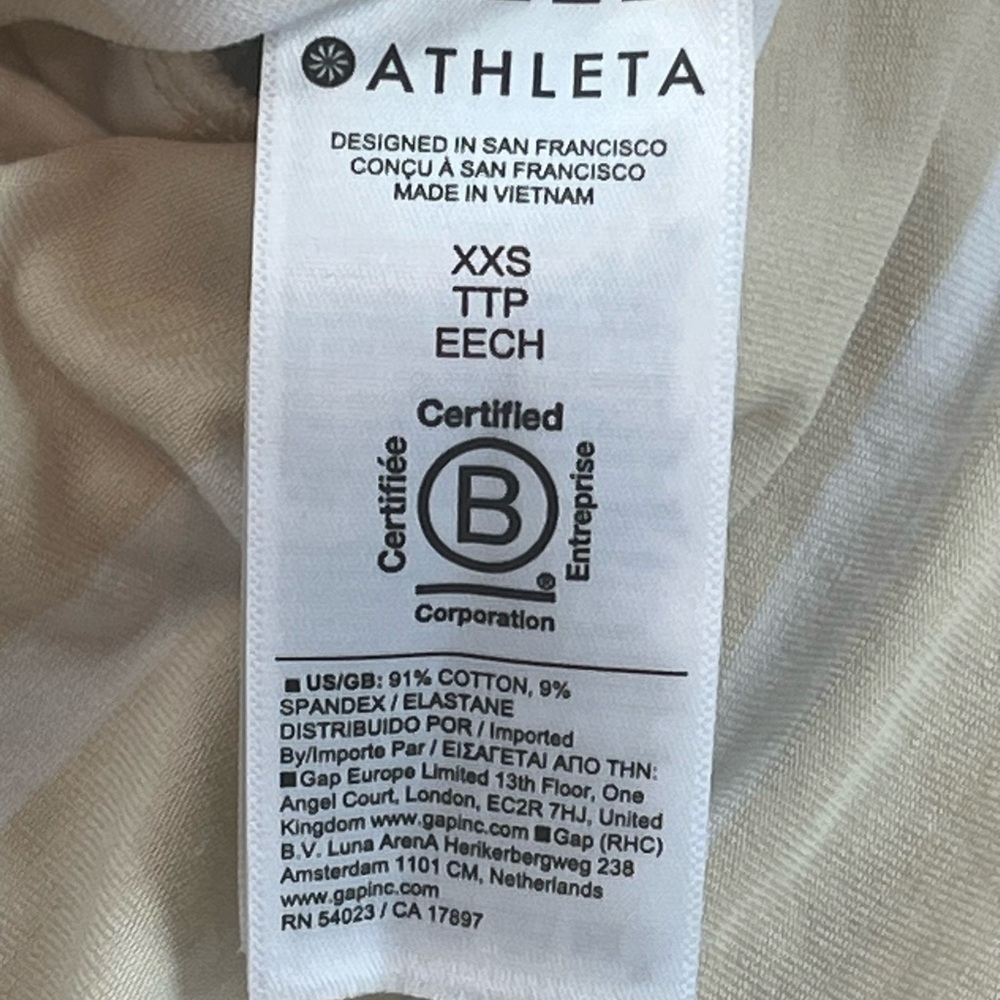 Athleta Winona Dune Striped Short  Sleeve Essential Tee Sz XXS - Picture 7 of 9